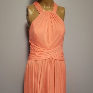 #533  A-Line Flowy Peach Coral Clifton Formal Prom  Wedding Dress Size 12